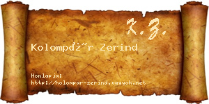 Kolompár Zerind névjegykártya
